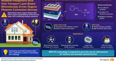 O material proposto viabiliza dispositivos orgânicos de conversão fotônica com operação bifuncional para aplicações de próxima geração. Crédito: Professor associado Jea Woong Jo, da Universidade Dongguk, e professor associado Jae Won Shim, da Universidade da Coreia.